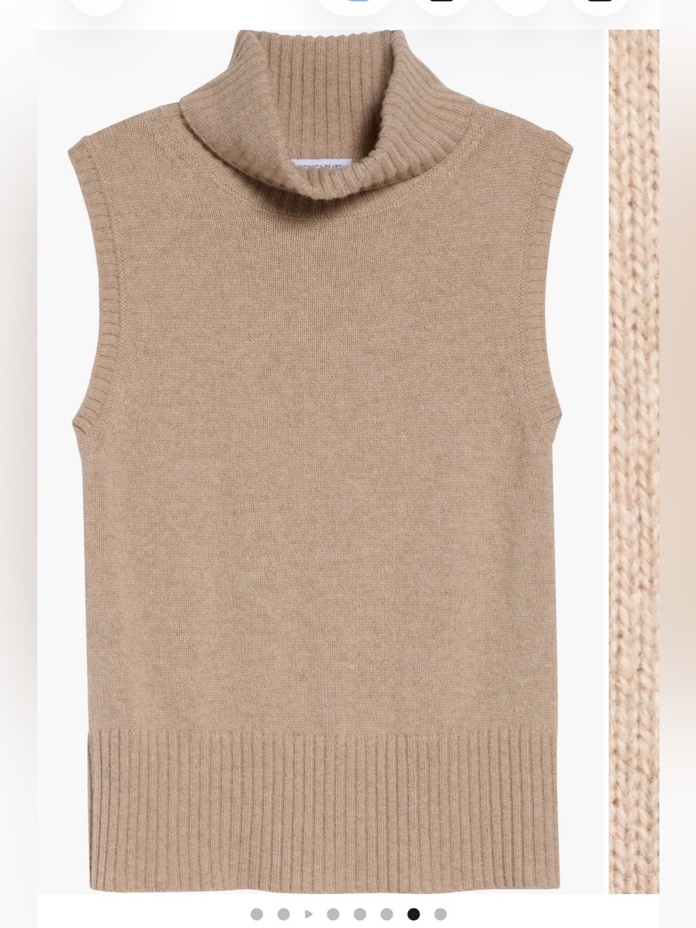 NWT Veronica beard 100% cashmere Sleeveless Turtleneck Sweater Vest in Cream